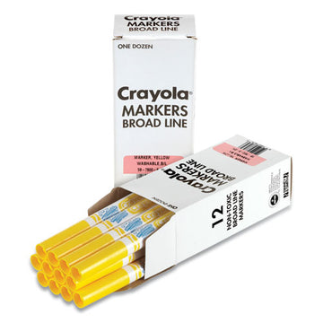 Crayola® Broad Line Washable Markers, Broad Bullet Tip, Yellow, 12-box freeshipping - TVN Wholesale